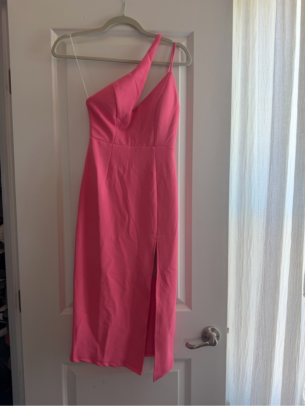Hello Molly Pink One-Shoulder Midi Dress